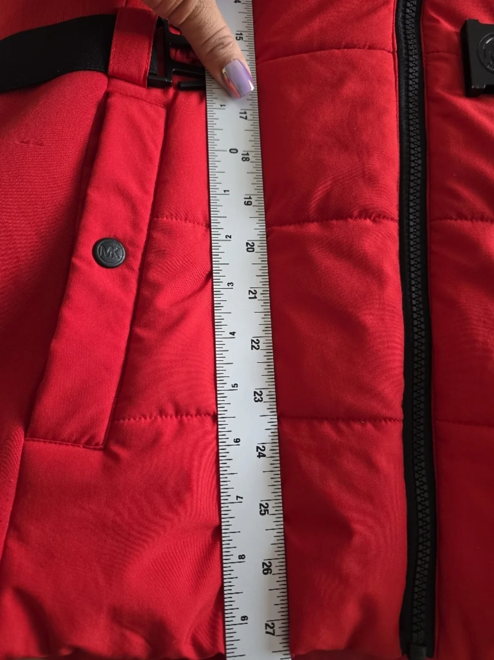 Michael Kors Red Puffer Jacket Belted Hooded M RRP $350 EUC